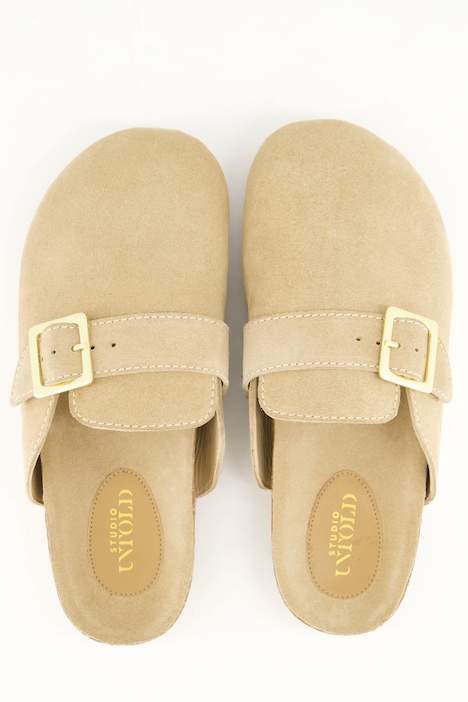 Leder-Mules, echtes Veloursleder, anatomisches Fußbett, Weite H