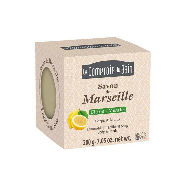 Savon de Marseille Citron Menthe 200g Corps et Mains le-comptoir-du-bain