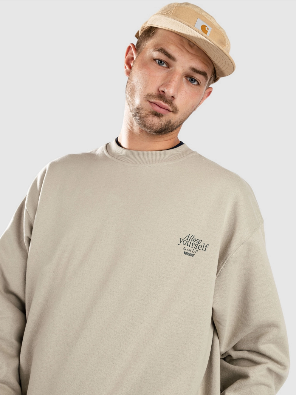 Woodbird Cope Eat Crew Sweater stone
