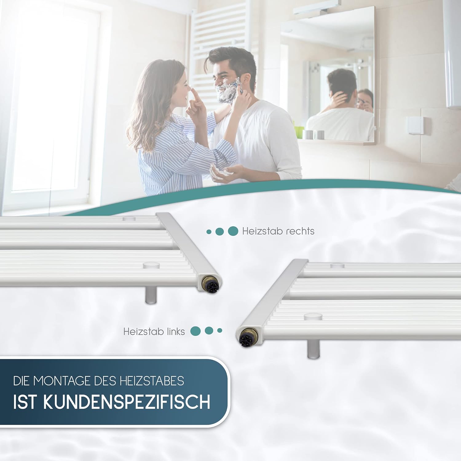 anapont elektrischer Badheizkörper 1475x600 - weiß gerade - Timer-Funktion - Handtuchheizkörper - Badheizung elektrisch - Handtuchheizung - Made in Germany
