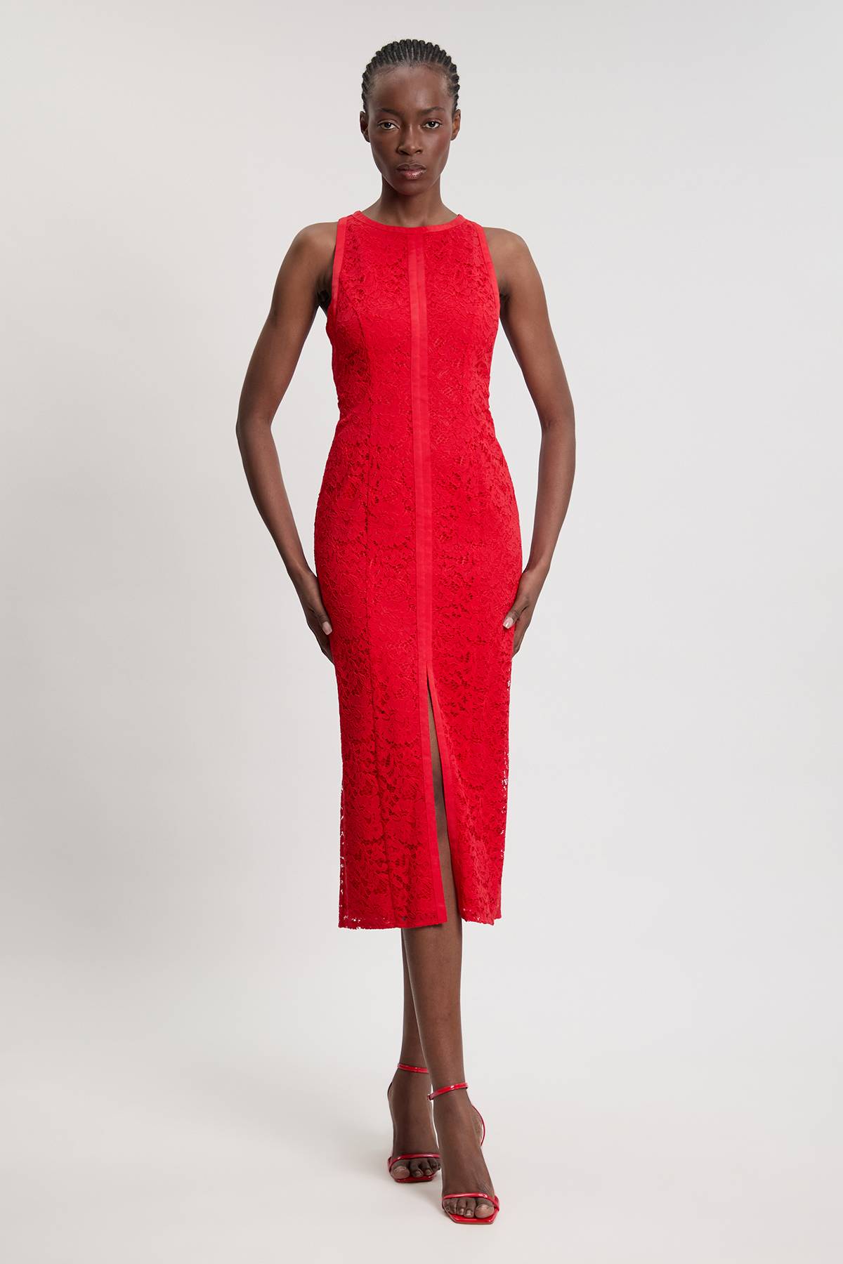KarenMillen Robe Midi Tissée En Dentelle Sans Manches Petite