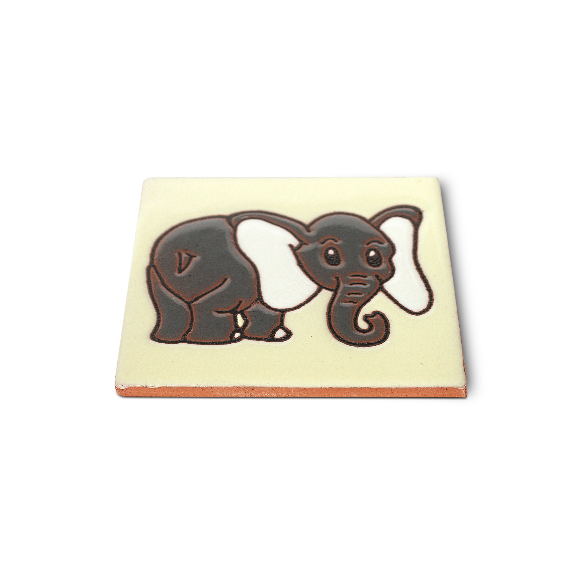 Reliefkachel 'Elefante', multicolor, T 10 cm, B 10 cm, H 0,5 cm von fischer's lagerhaus