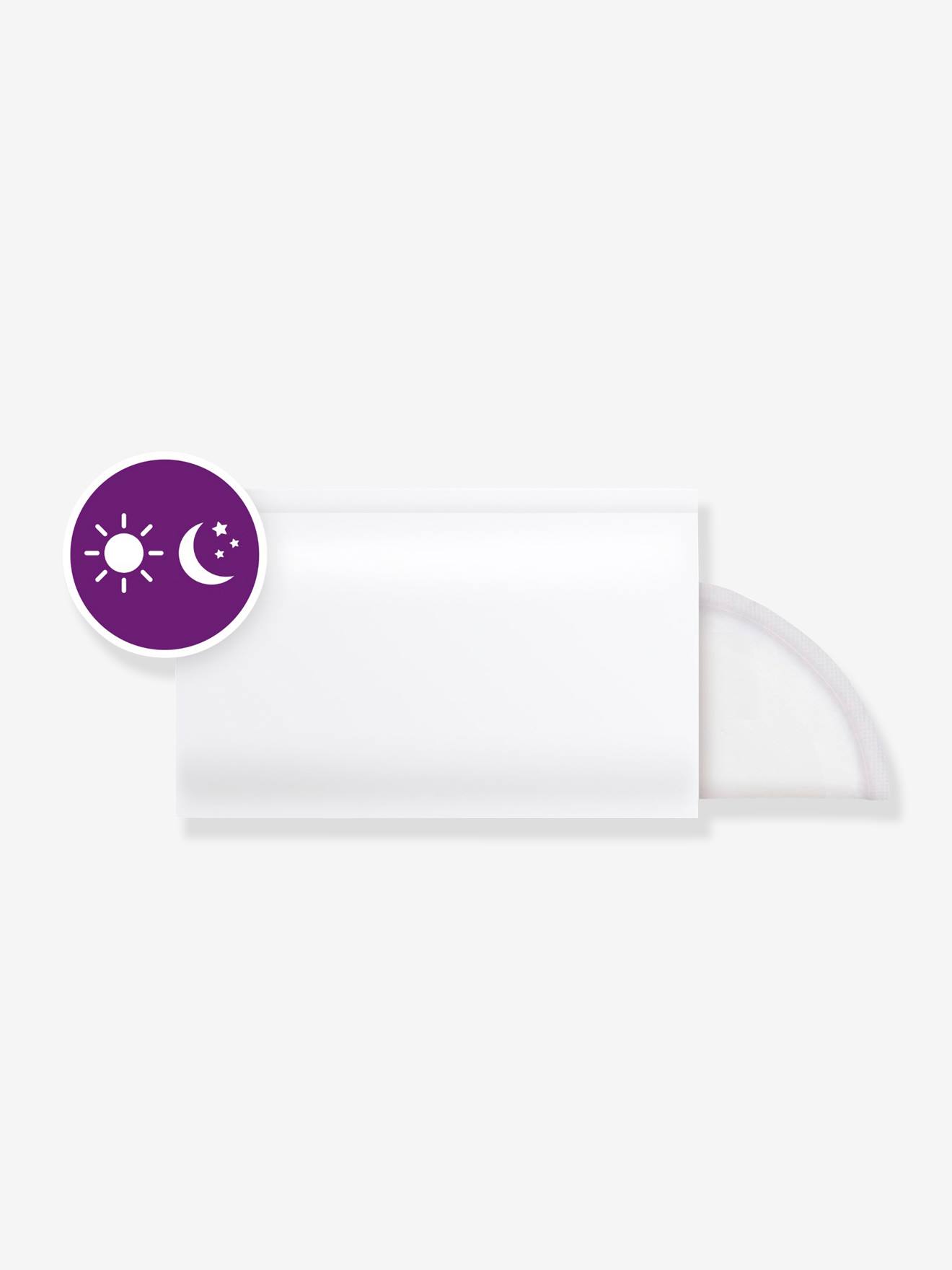 Pacote com 24 absorventes descartáveis para amamentação Philips AVENT, para uso diurno e noturno, brancos claros e macios.