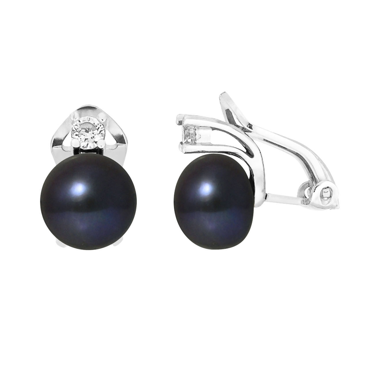 Mitzuko Boucles d'oreilles Argent Perles de Tahiti noires 8 mm