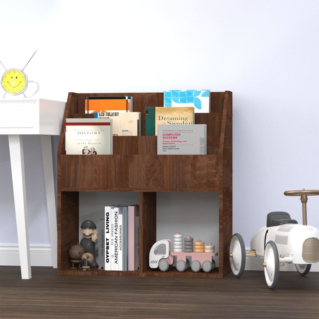 vidaXL Kindertijdschriftenrek bruin eiken 71x30x78,5 cm