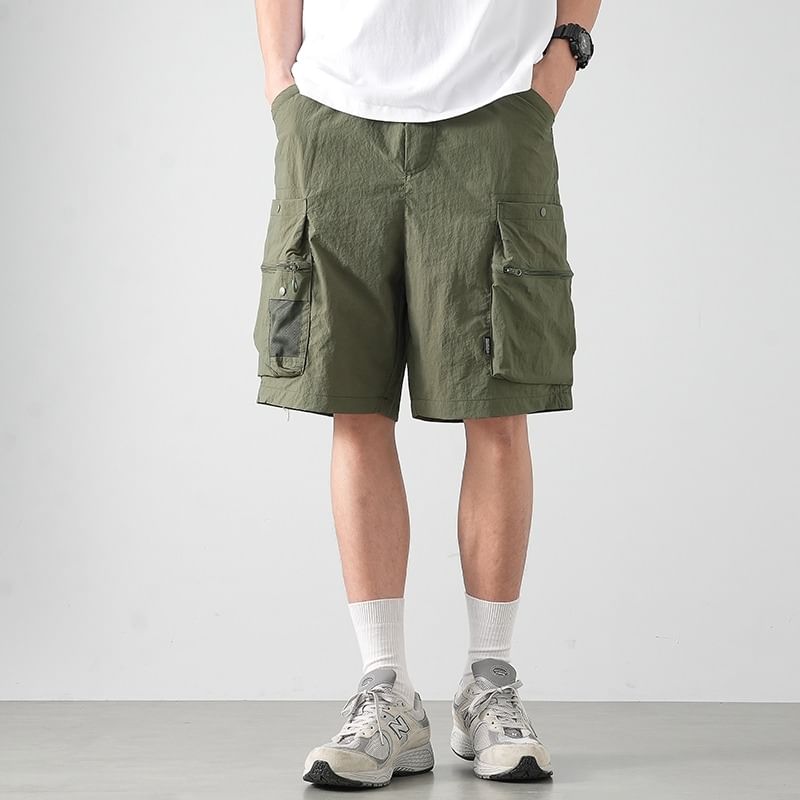 Bay Go Mall - Cargoshorts met wijde pijpen en effen tailleband met gemiddelde taillehoogte