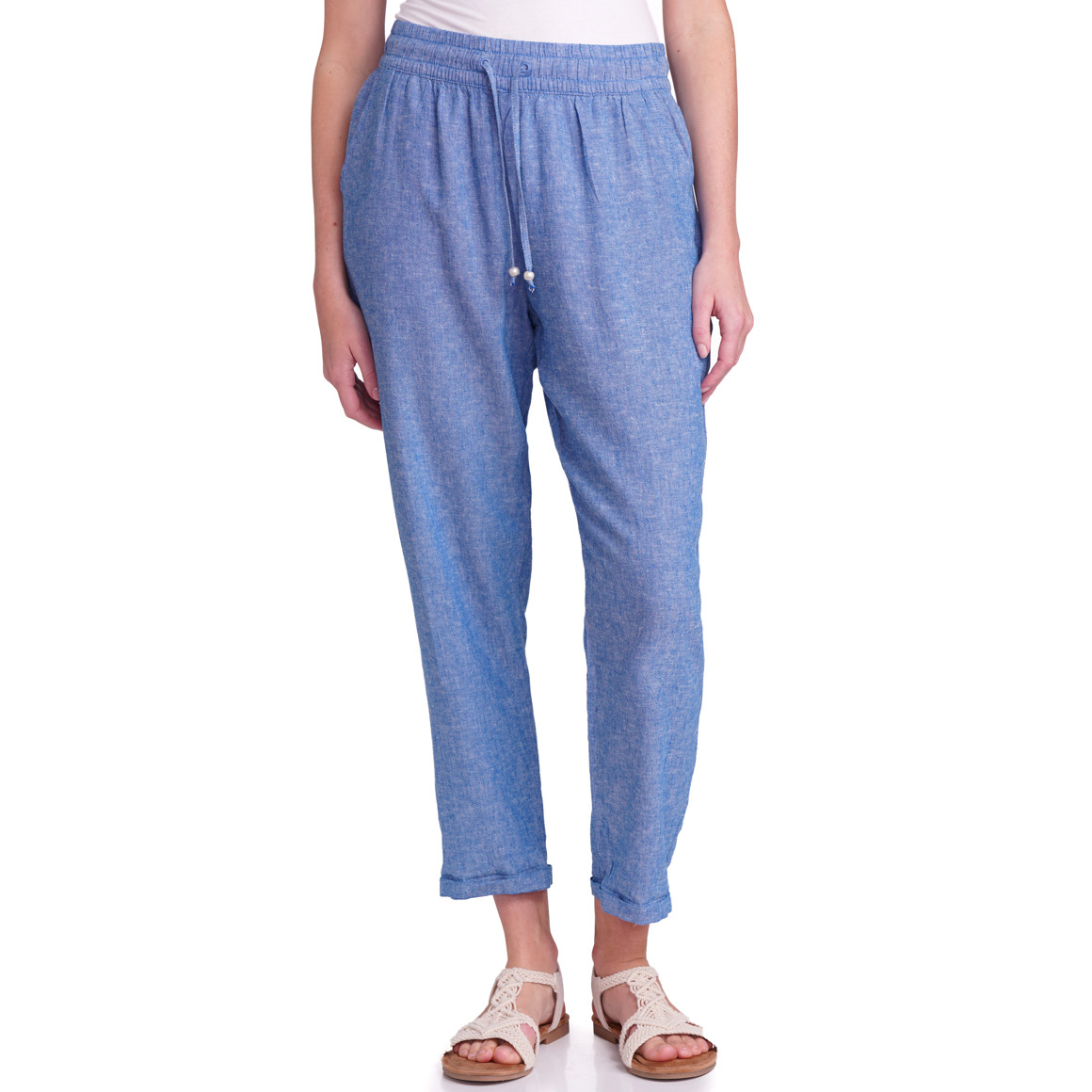 Gina Benotti Damen Leinen-Hose mit Tunnelzug blau