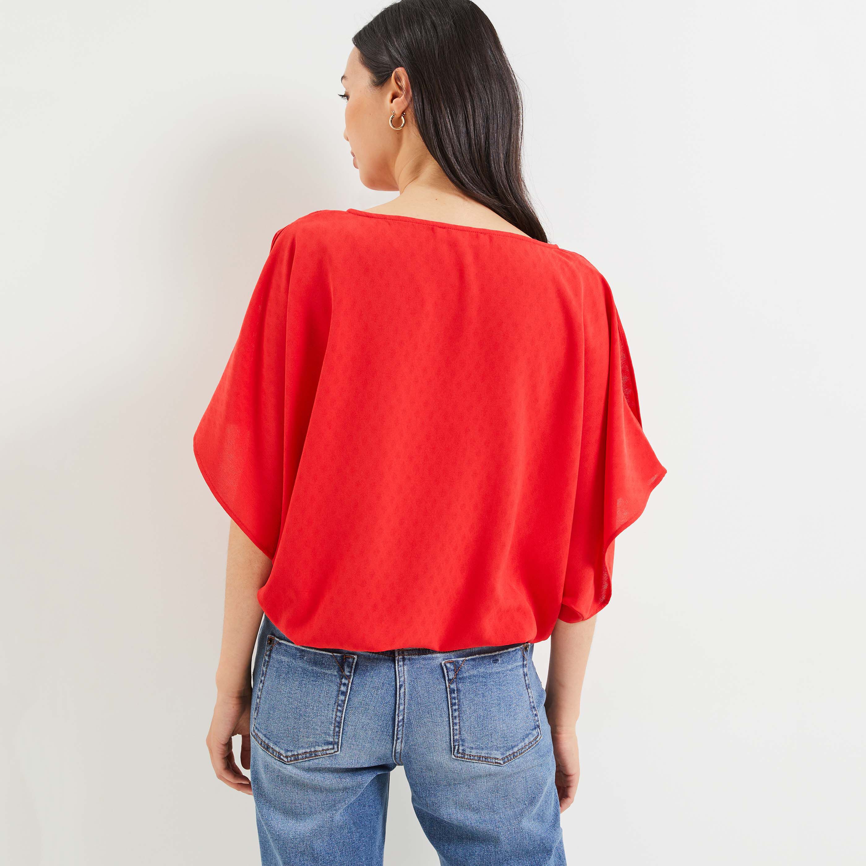 Blouse épaules ouvertes femme - ROUGE