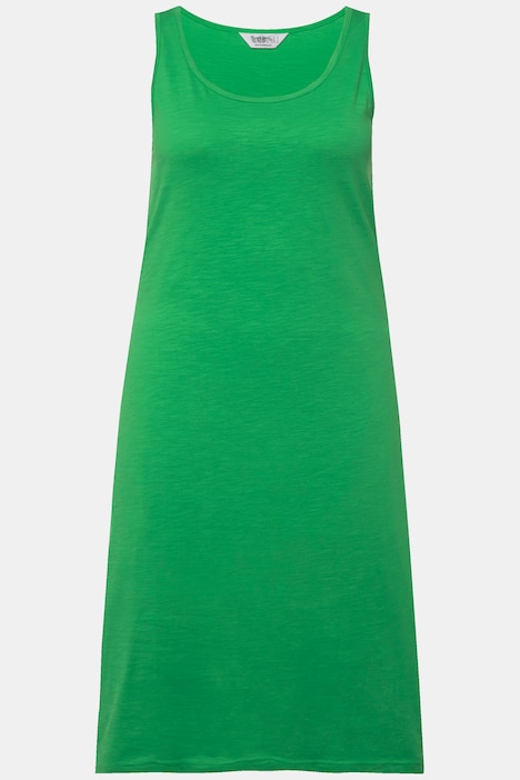 Jersey-Midikleid, ärmelloser Fitted Fit, gerundeter Saum