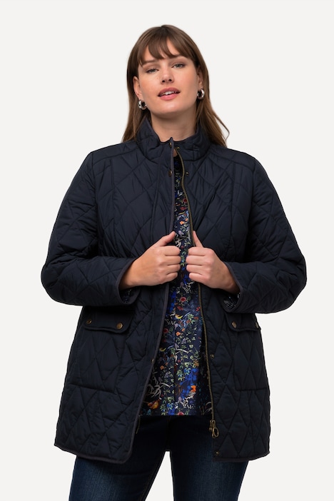Steppjacke, wasserabweisend, Fasanen-Futter, Stehkragen