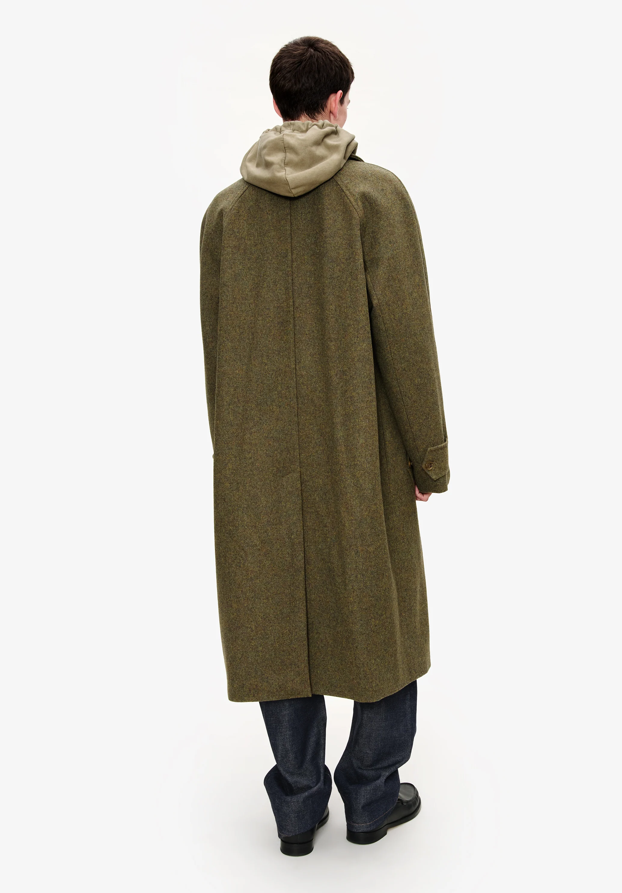 Manteau oversize uni manches raglan - Vert chine
