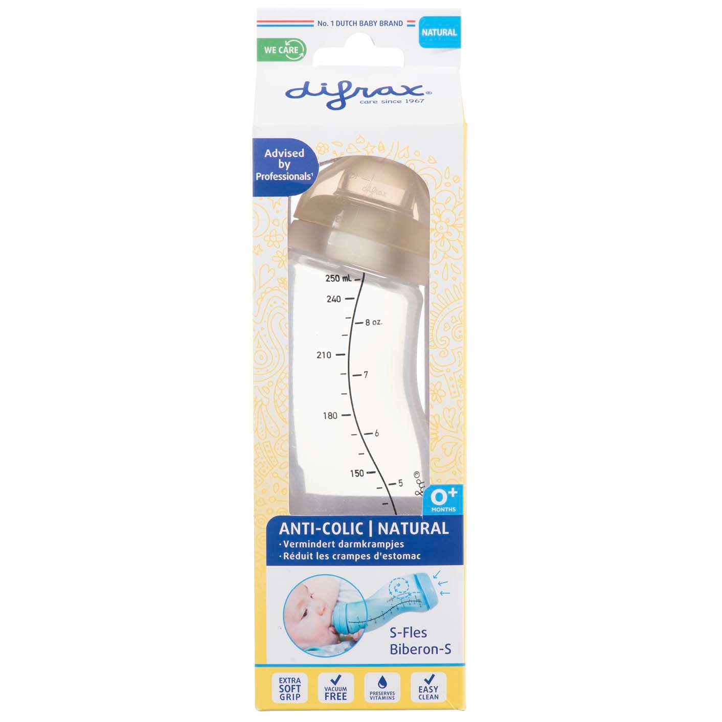 Difrax S fles Anti-colic - natural 250ml wit