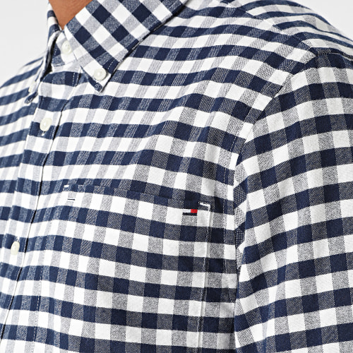 Chemise Manches Longes A Carreaux Oxford Brushed Gingham 3309 Bleu Marine Blanc