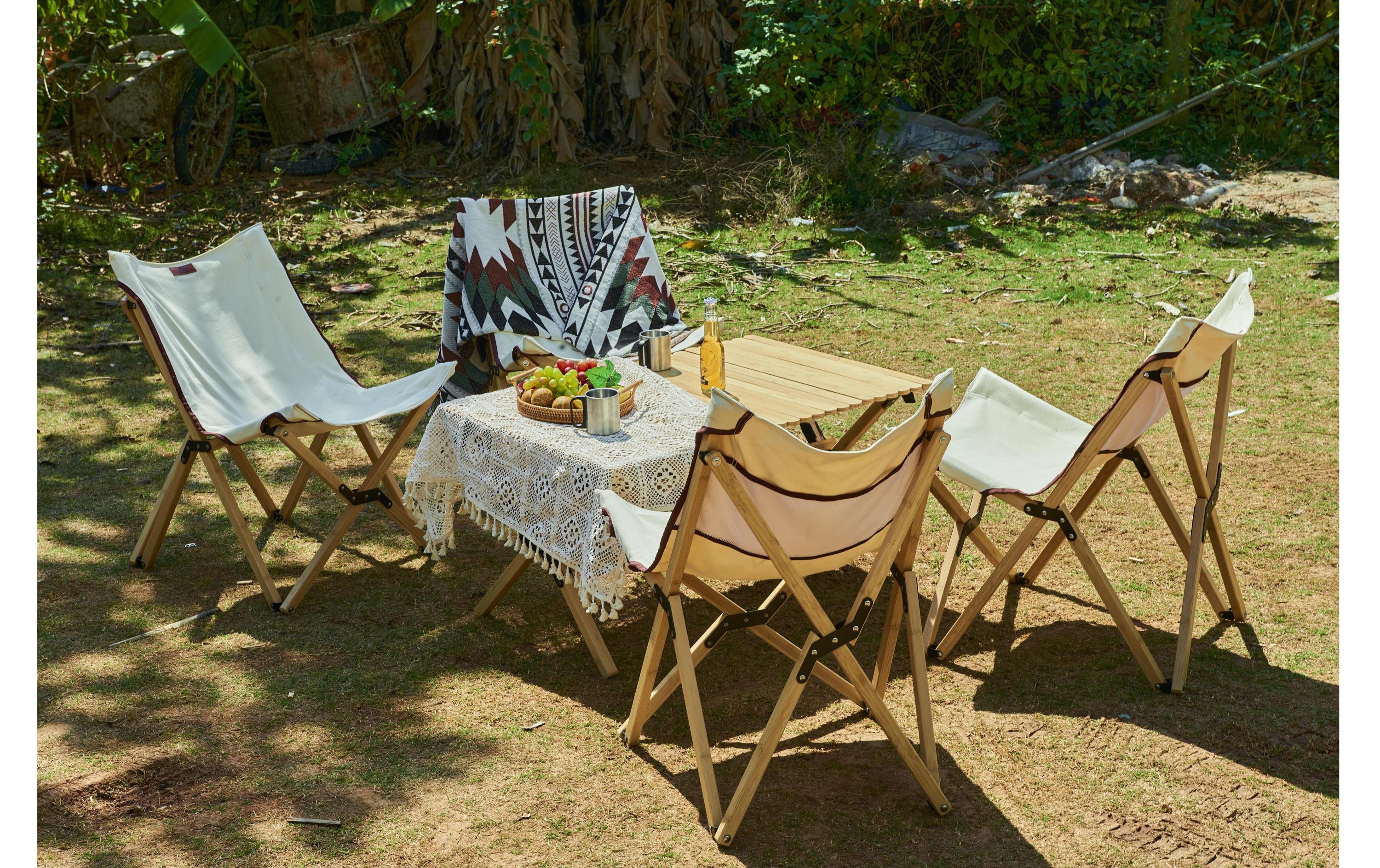 Bamboo Canvas Chair BraunCampingstuhl