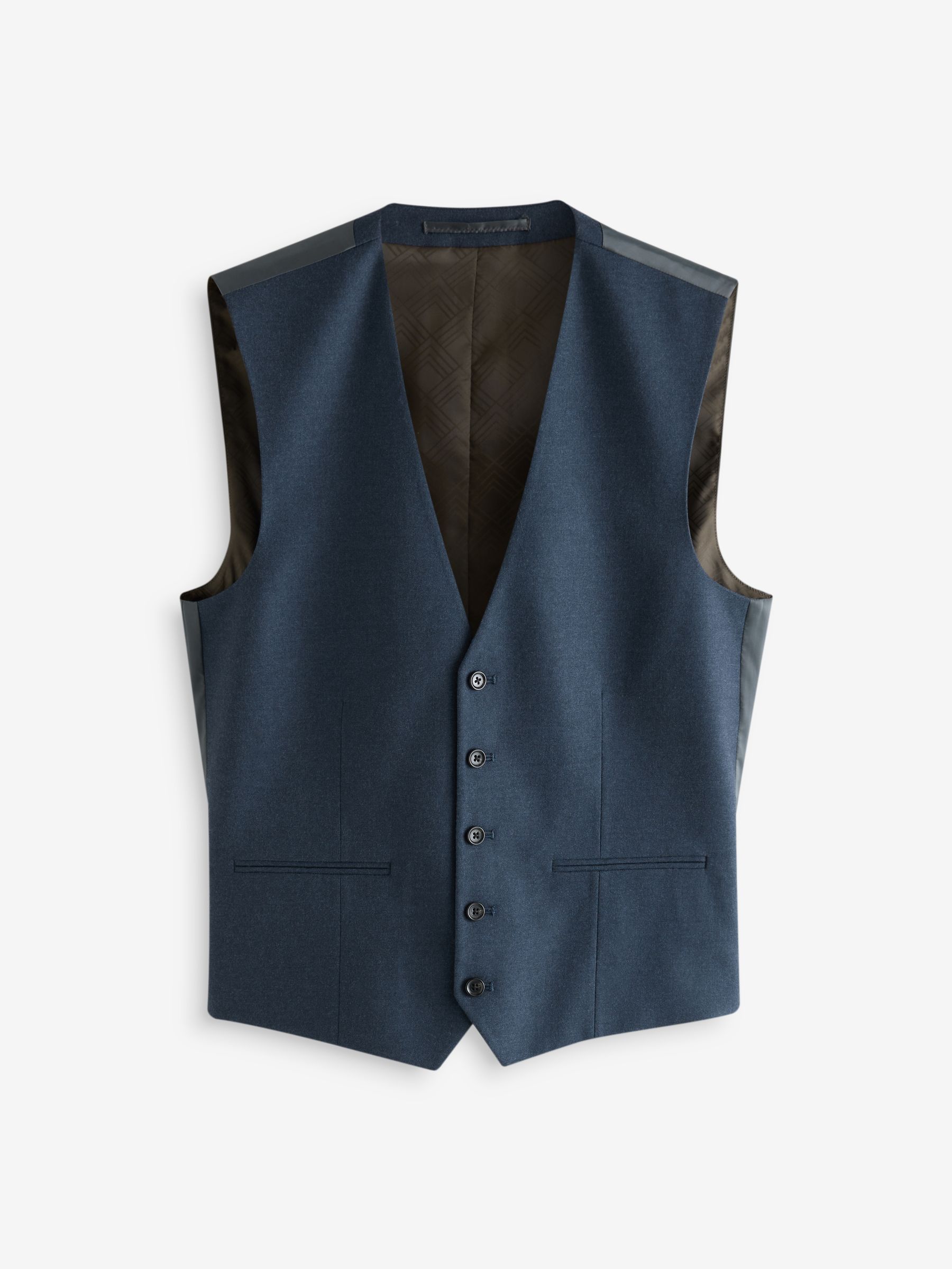 Blauw - Slim Fit Textured Flannel Suit Waistcoat