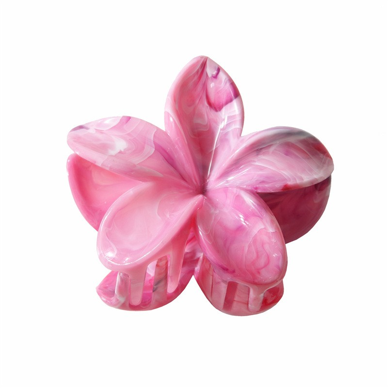 (8cm) Haarspange Klammer Krallen Clip Marble Haar Accessoire Blume - Pink