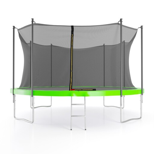 Cama elástica de 427 cm (14 pés) para uso interno, com rede de segurança, tapete de proteção e escada.