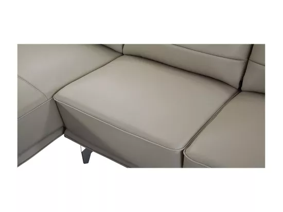Canapé d'angle en cuir KARL Beige - Angle Gauche