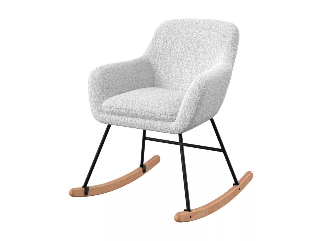 Rocking-chair en tissu bouclé blanc - Isola