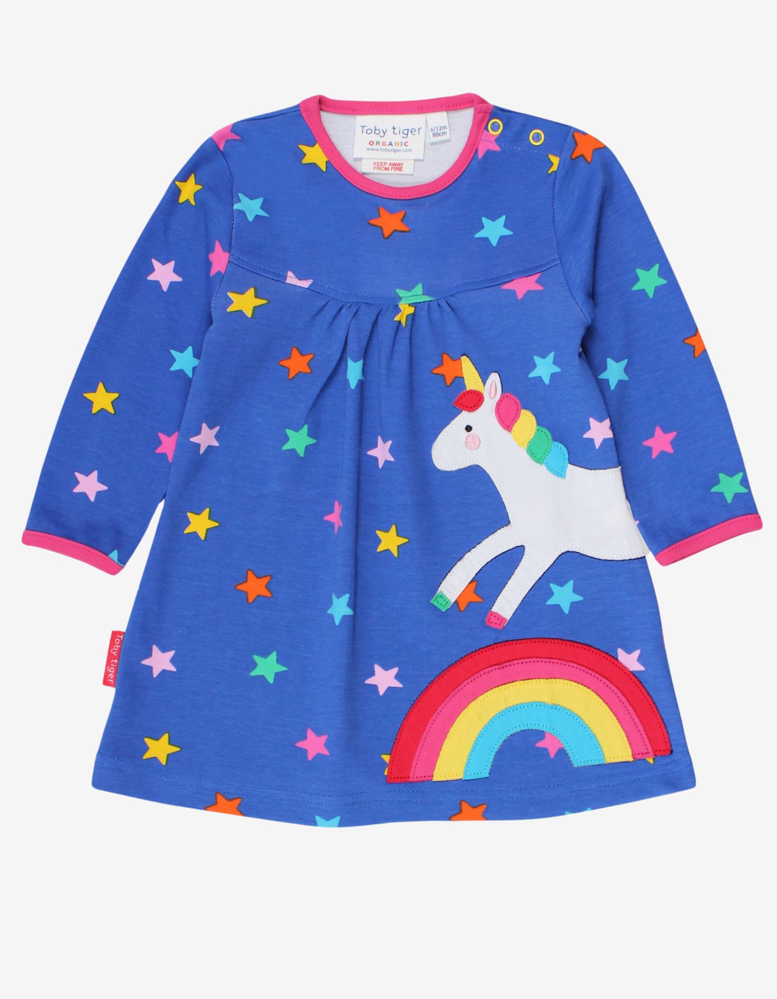 Toby Tiger Kleid mit Einhorn und Regenbogen Applikation