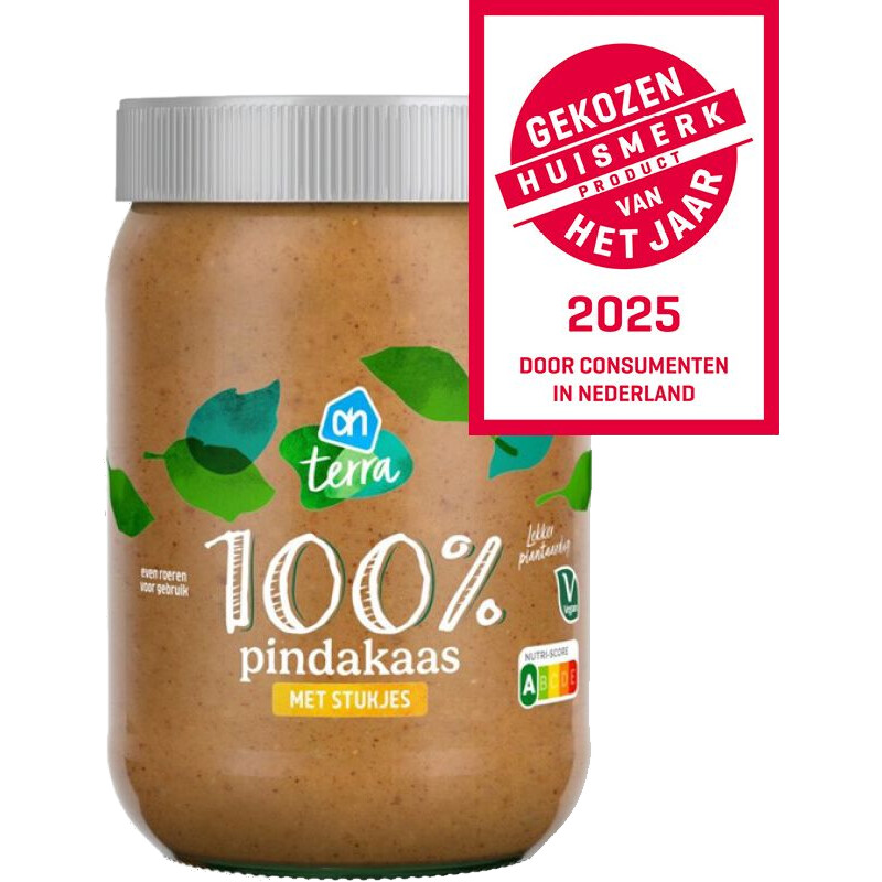 AH Terra Plantaardig 100% pindakaas stukjes