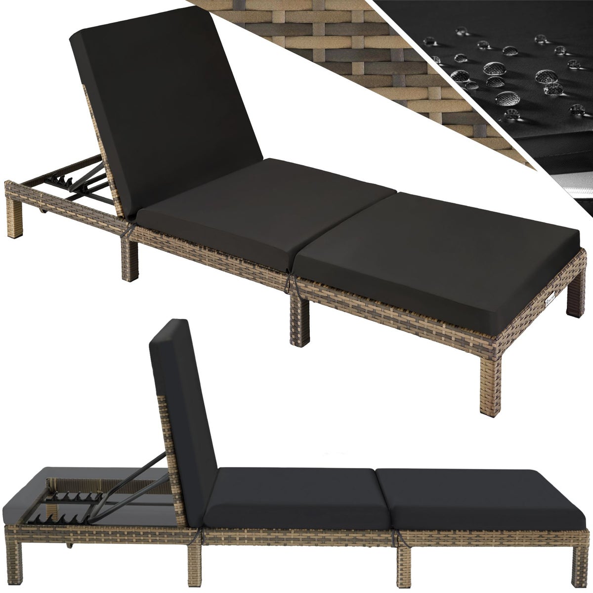Rotan ligstoel tectake Sofia duurzaam 196 x 66 x 27 cm