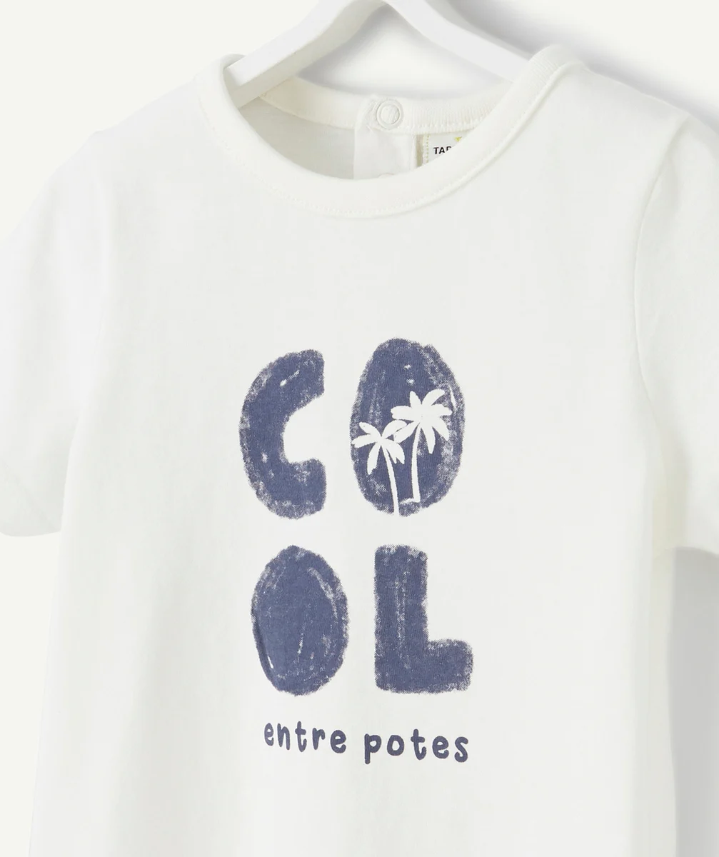 T-SHIRT BÉBÉ GARÇON BLANC EN FIBRES RECYCLÉES AVEC MESSAGE