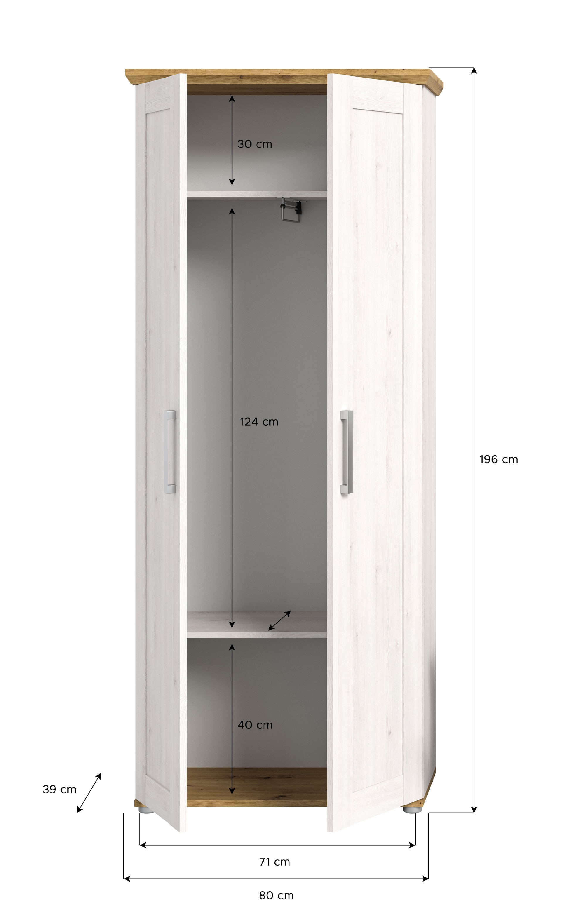 Garderobenschrank VERONA Sibiu Lärche / Artisan Eiche NB