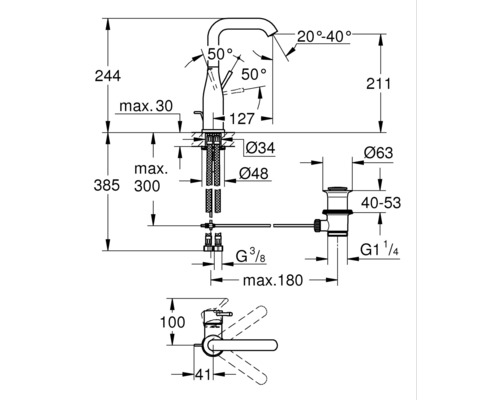 GROHE ESSENCE hard grafiet geborstelde wastafelmengkraan 32628AL1