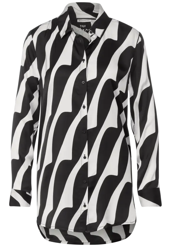 Lange Printbluse - Black