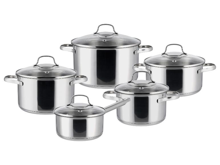 Set van 5 RVS pannen
