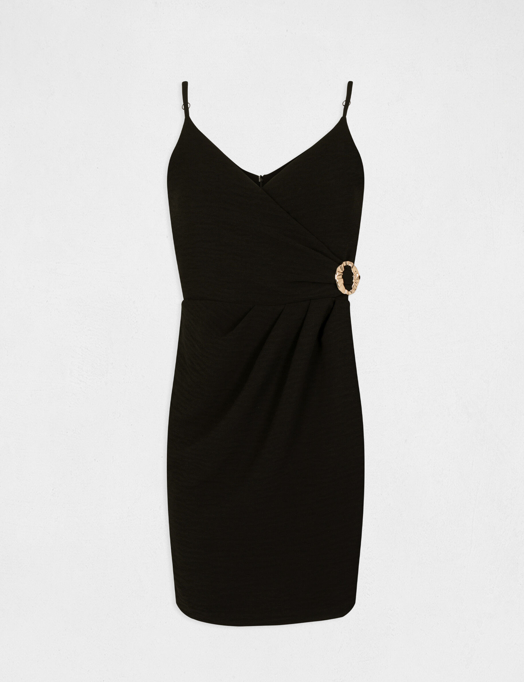 Robe ajustée avec effet drapé noir femme - noir