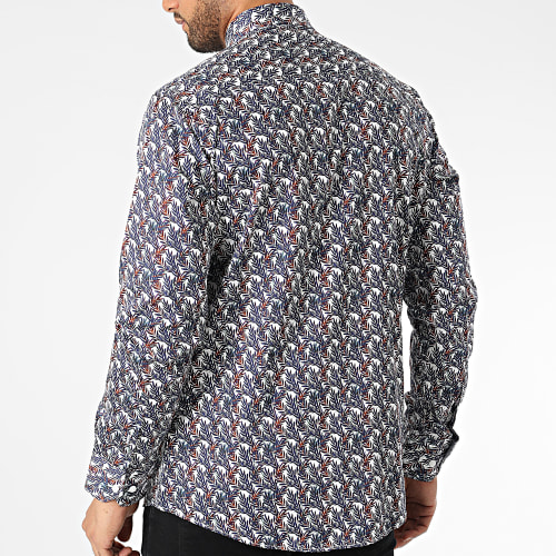 Chemise Manches Longues Floral M6601-7 Bleu Blanc