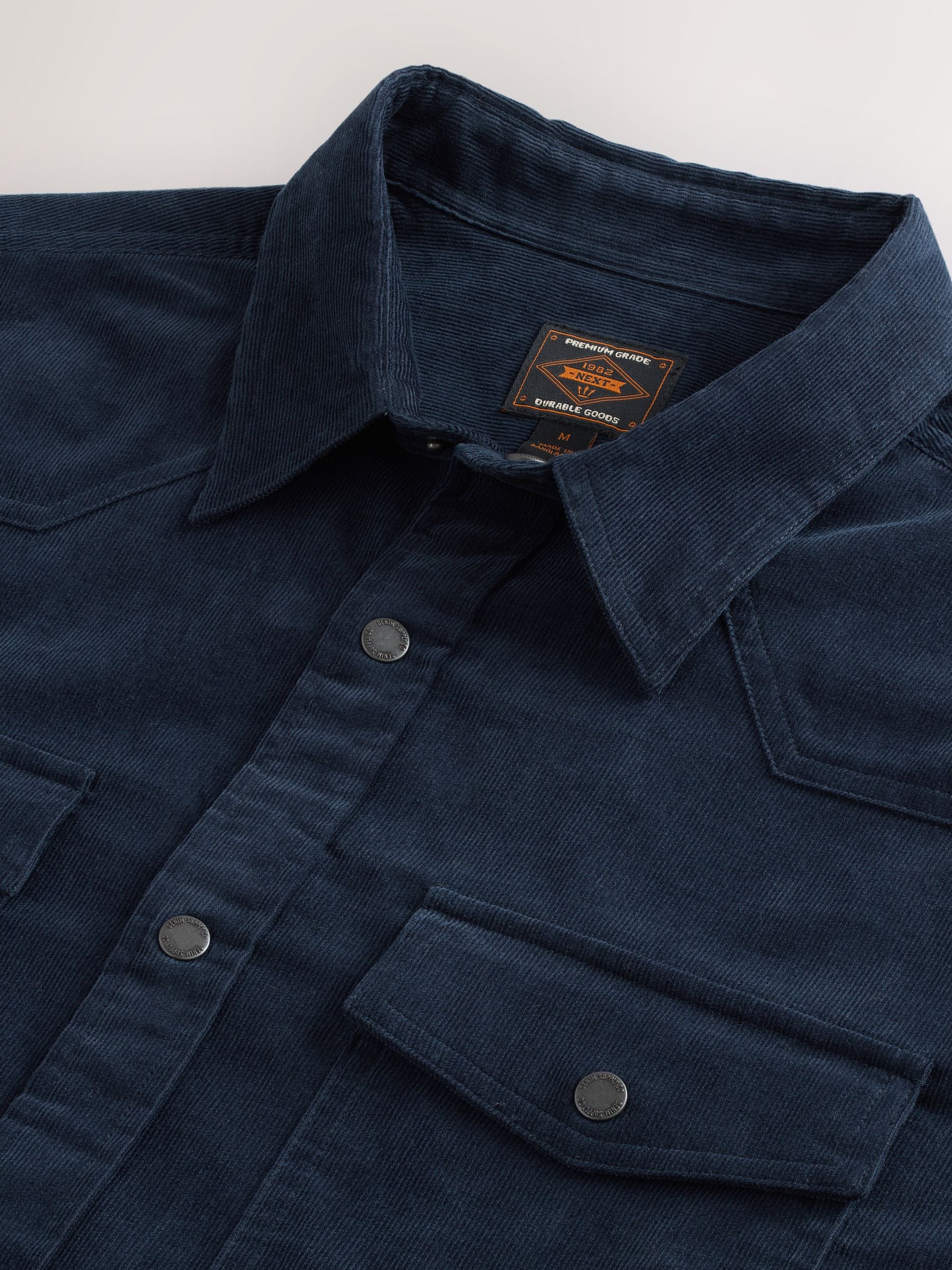 Donkerblauw - Overhemd in westernstijl met lange mouwen van corduroy