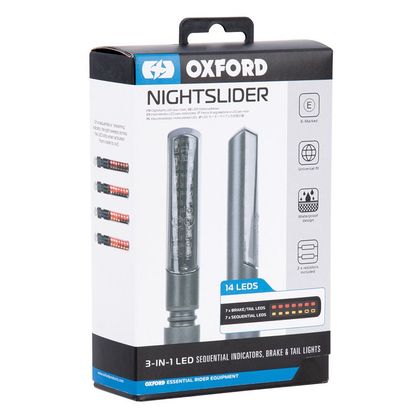 Clignotant Oxford NightSlider LED SEQUENTIELS Arrière 3 en 1 (inclus 2 résistances) La paire Universel - Noir