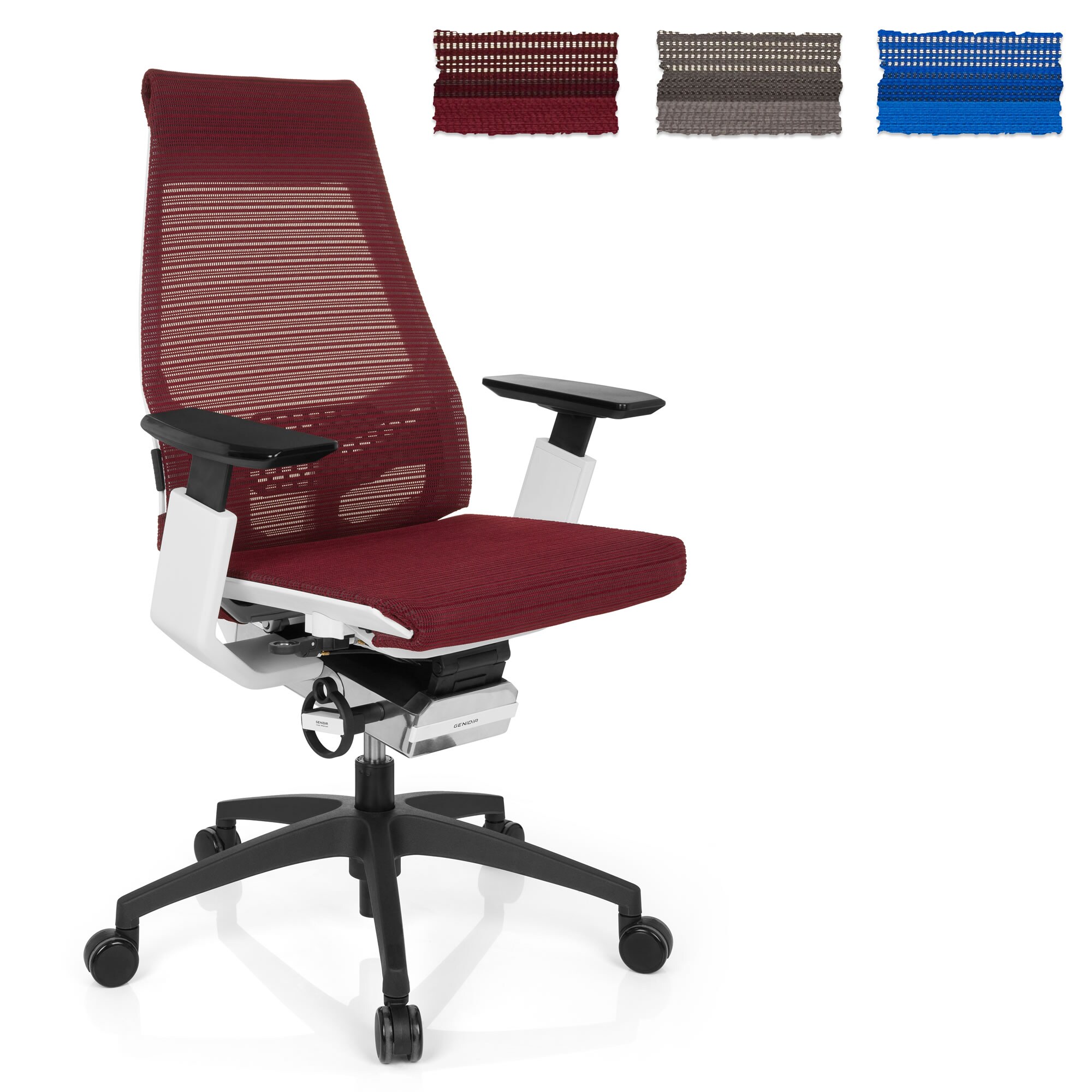 Profi Bürostuhl GENIDIA SMART WHITE Netzstoff mit Armlehnen hjh OFFICE