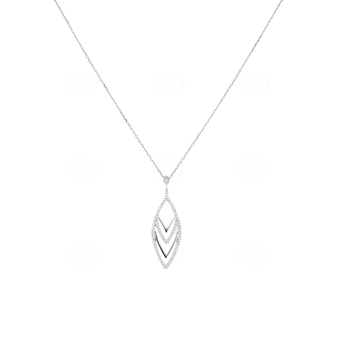 Collier mit Anhänger 925 Silber rhodiniert mit Zirkonia 43cm