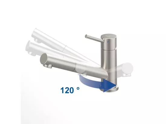 Robinet cuisine VILLEROY ET BOCH Como Shower acier massif poli