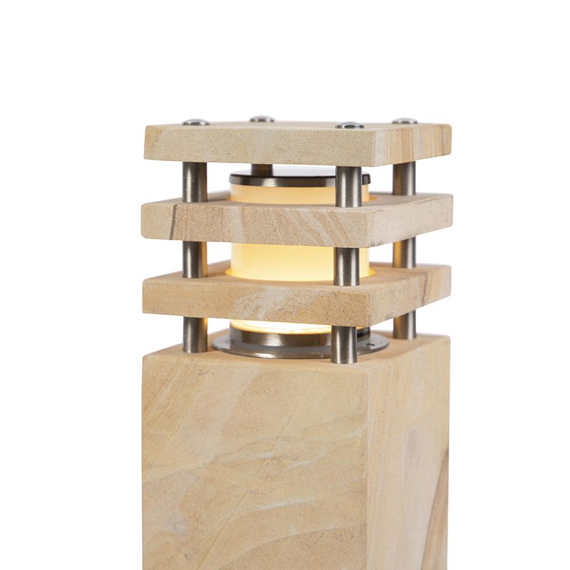 Buitenlamp zandsteen met grondpin en kabelmof 70cm IP55 - Grumpy