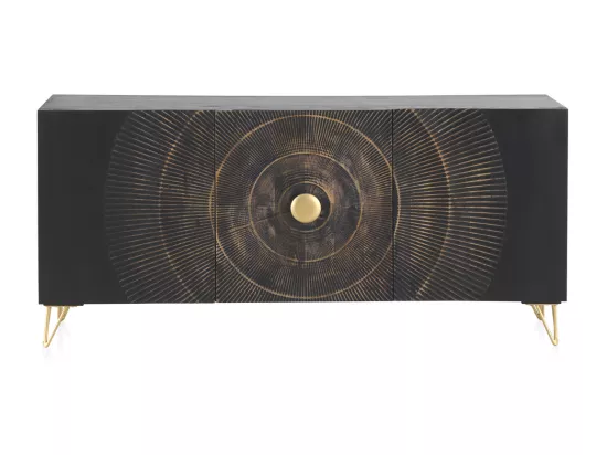 Buffet en bois de manguier et panneaux de fibres, noir