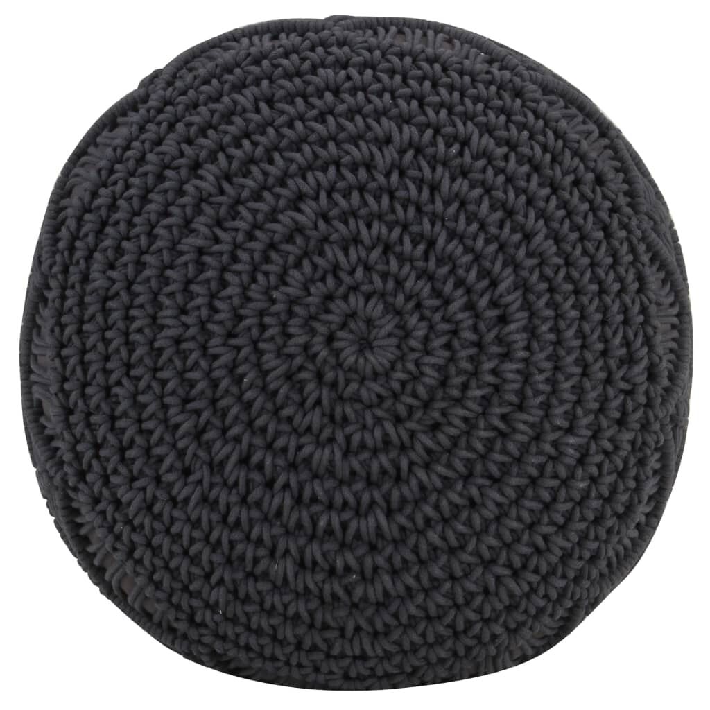vidaXL Handgemaakte macramé poef, antraciet, 45 x 30 cm, katoen