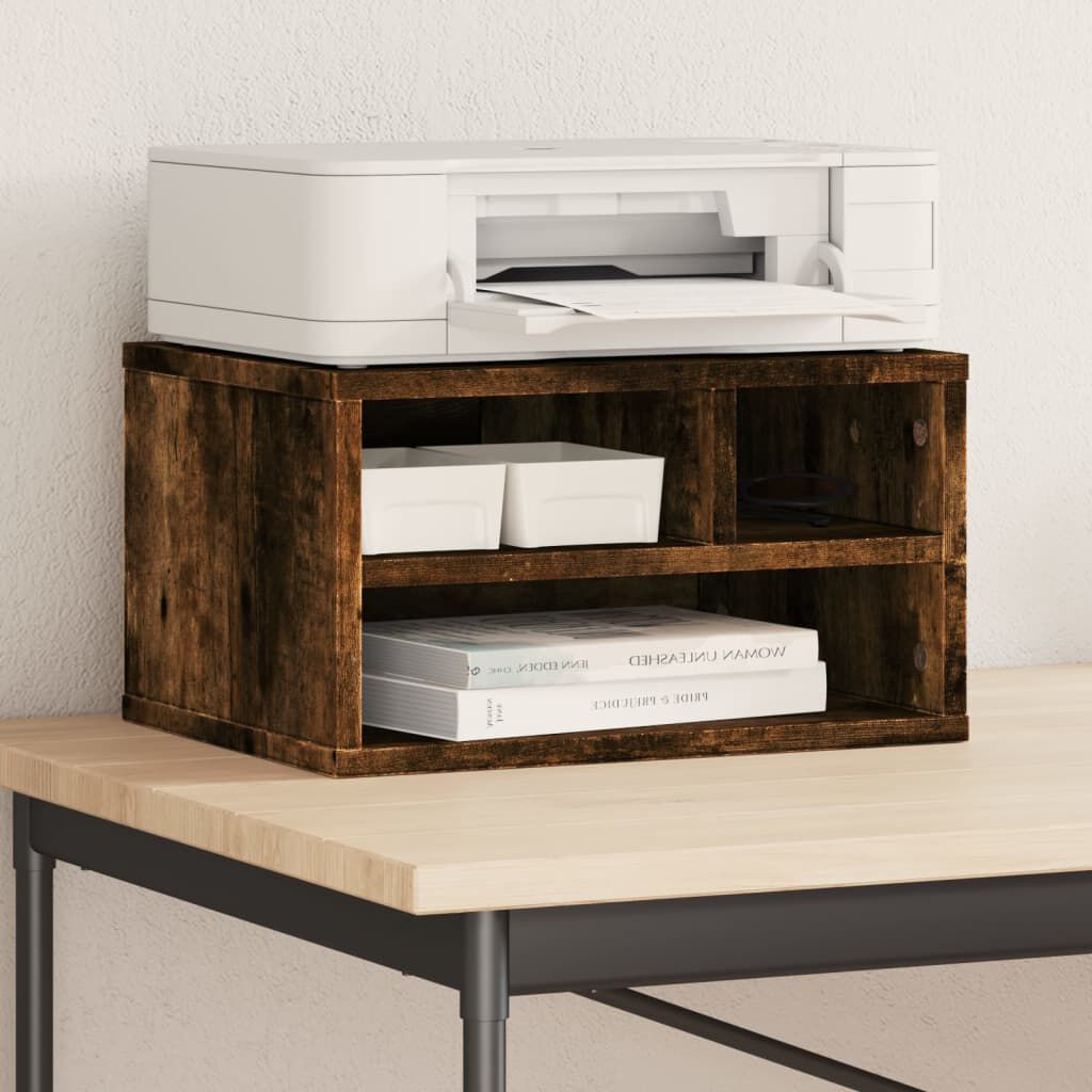 vidaXL Printerstandaard Gerookt Eikenhout 40x32x22,5 cm