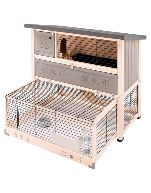 Ferplast Konijnenhok Ranch 120 Plus Met Ren - Dierenverblijf - 117x104x107 cm Grijs Groen 120