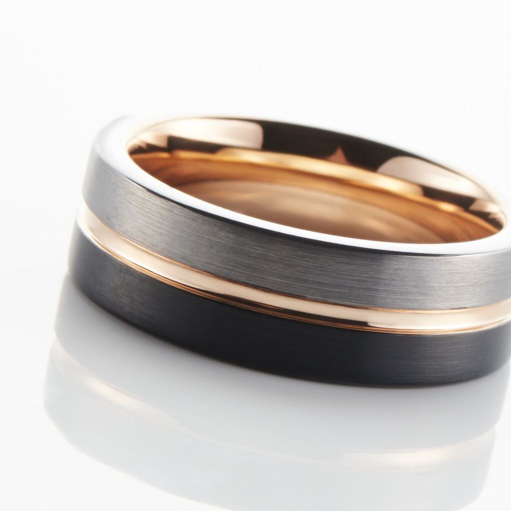 Bague Jourdan Echo Tungstene Tricolore Blanc / Rose / Noir