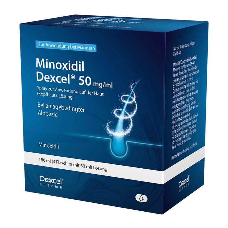 Minoxidil Dexcel 50 mg / ml Spray z.Anw.a.d.Kopfhaut, 3X60 ml