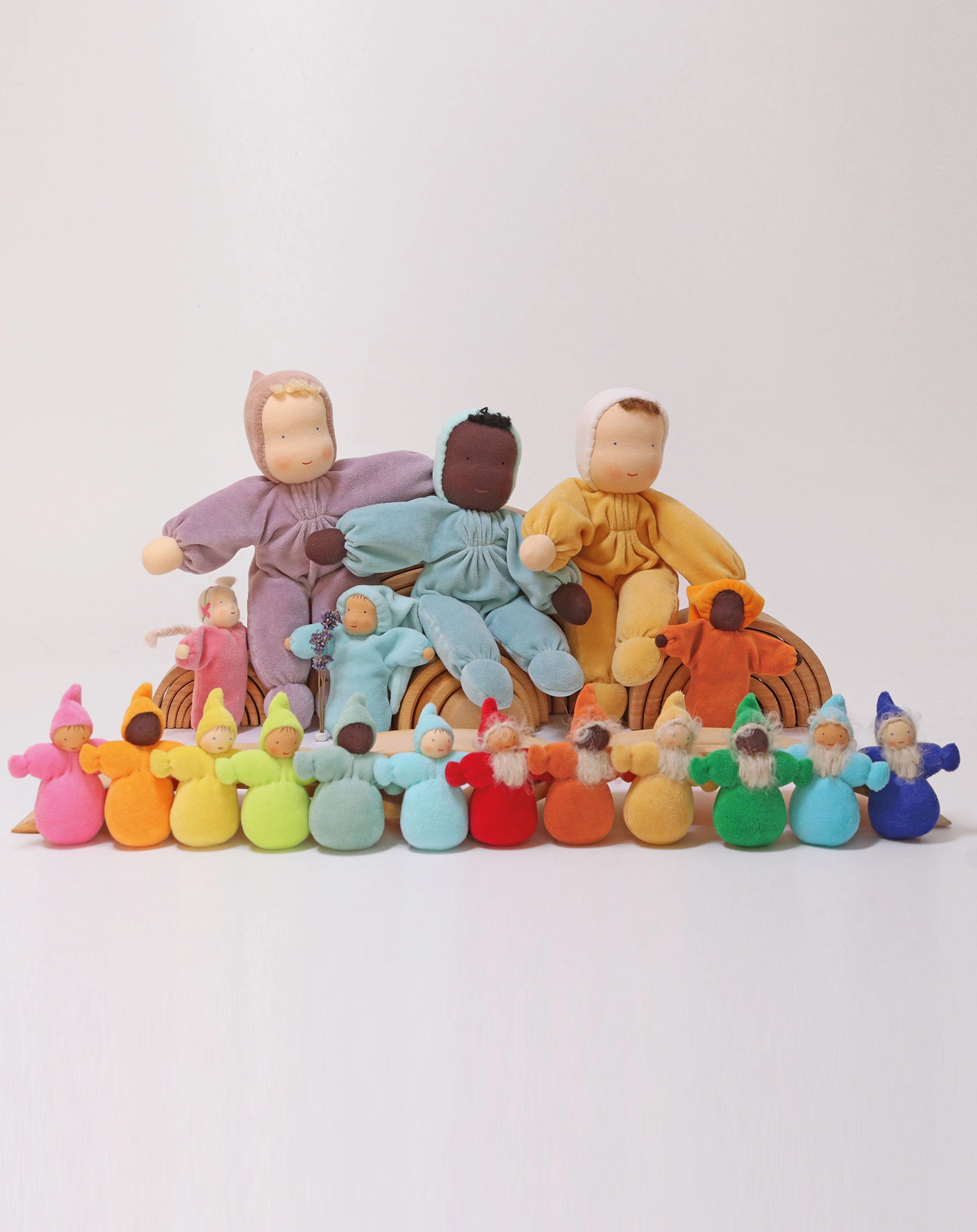 Stoffpuppen-Set REGENBOGEN TASCHENZWERGE 6-teilig