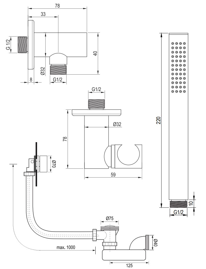 Brauer Copper Edition thermostatische inbouw badkraan met badvulcombinatie en staafhanddouche set 3 koper geborsteld PVD