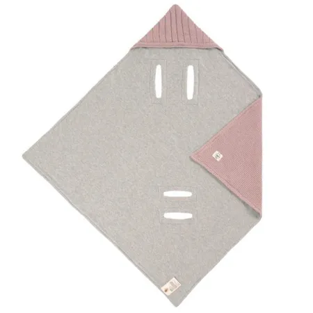 Lässig Baby-Autositz-Decke Strick GOTS für Babies Rosa/Grau