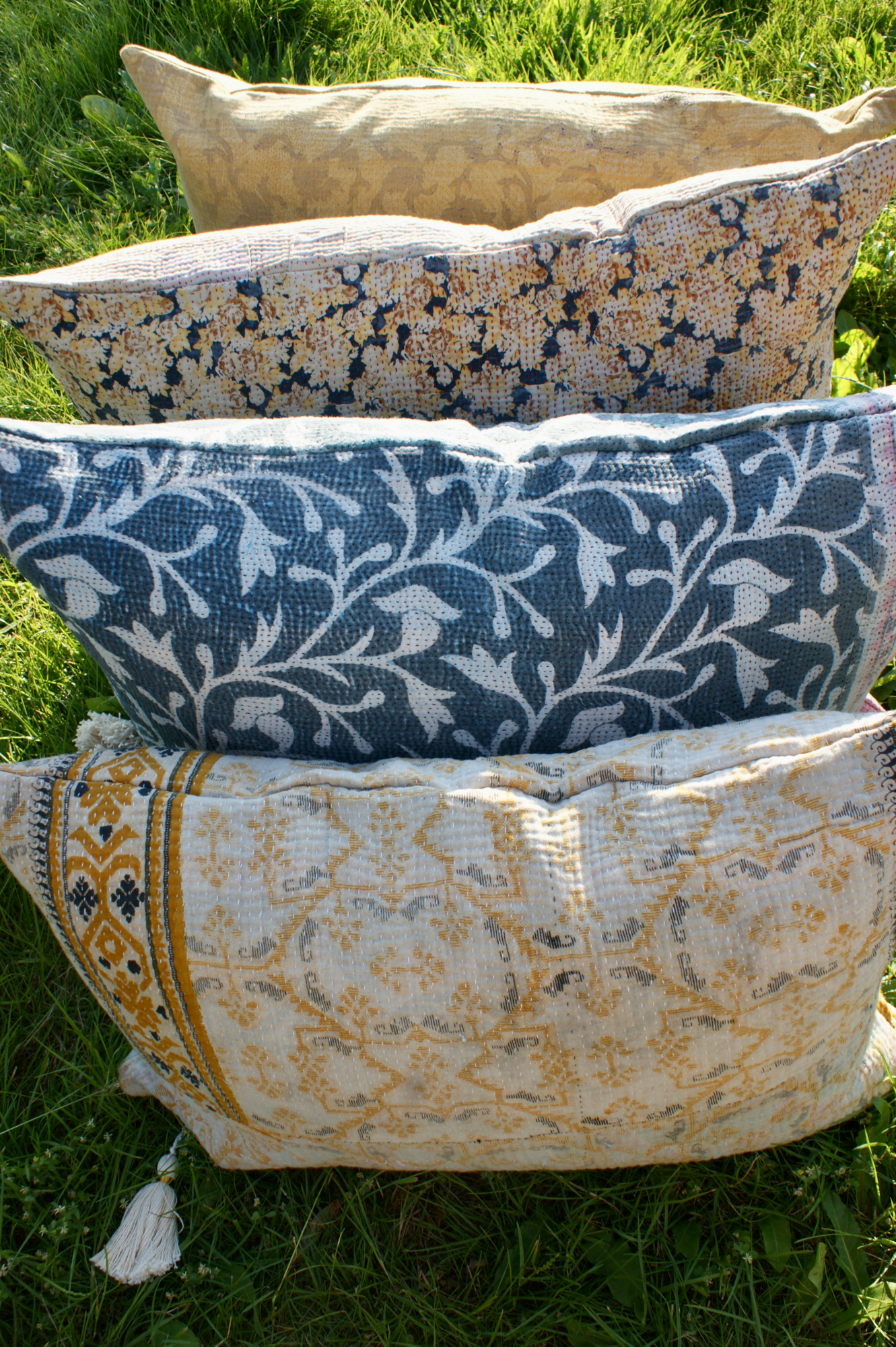 Kussen Kantha vintage 40x60 cm yellow blue