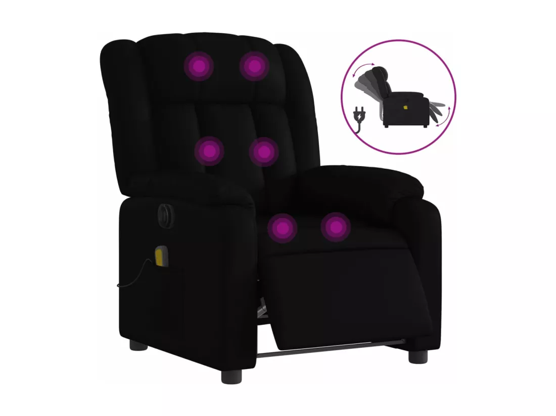 Fauteuil massant inclinable électrique noir similicuir